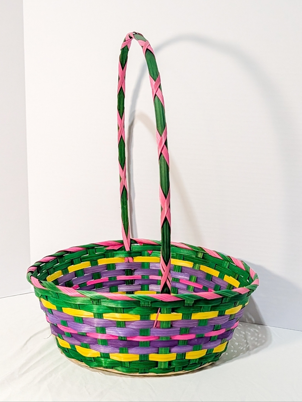 Bright Multi-Color Woven Spring/Easter Basket - Picture 6 of 12